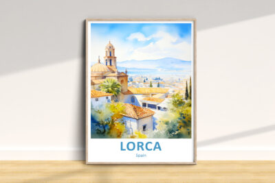 Colorful painting of Lorca, Spain landscape.