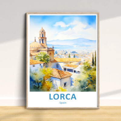 Colorful painting of Lorca, Spain landscape.