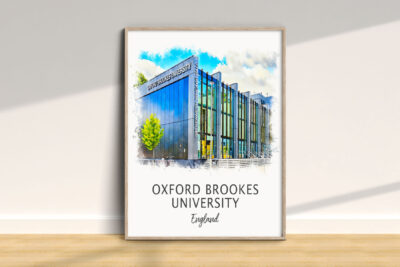 Oxford Brookes University watercolor illustration.