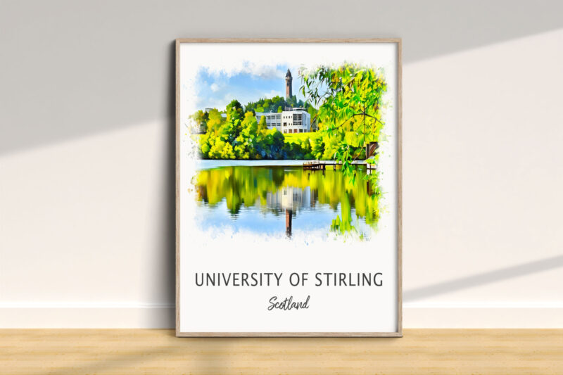 University of Stirling, Scotland, scenic landscape painting.