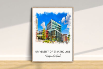 University of Strathclyde building watercolor illustration.