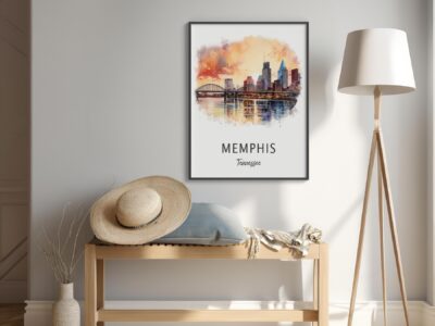 Memphis skyline poster in modern room