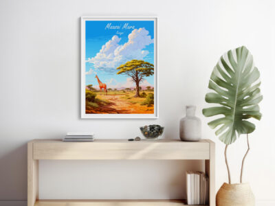 Maasai Mara landscape art in modern interior decor.