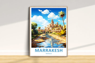 Colorful Marrakesh poster in wooden frame