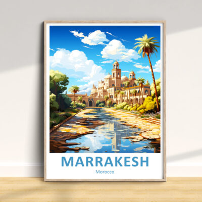 Colorful Marrakesh poster in wooden frame