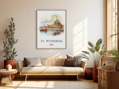 Cozy living room with St. Petersburg art.