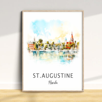 St. Augustine Florida watercolor cityscape illustration.