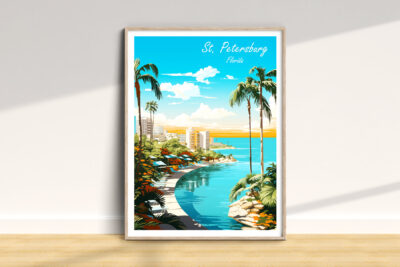 St. Petersburg Florida illustrated poster with palm trees.