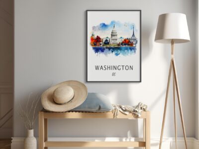 Washington DC artwork in modern living room