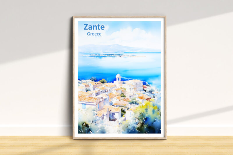 Poster of Zante, Greece with ocean view