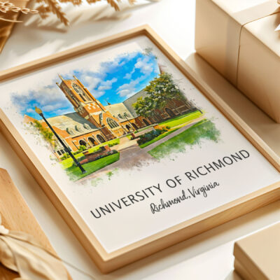 University of Richmond watercolor print in frame