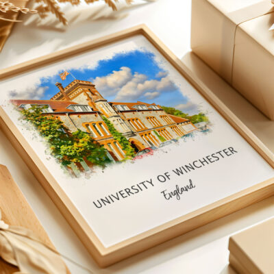 University of Winchester painting in wooden frame