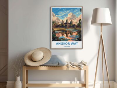 Angkor Wat poster displayed in a modern room