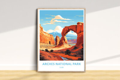 Illustration of Arches National Park landscape, Utah.