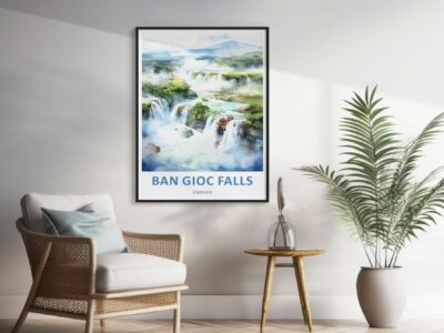 Ban Gioc Falls poster in a modern living room.