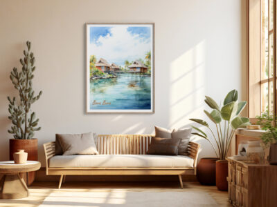 Cozy living room with Bora Bora painting.