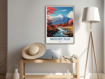 Mount Fuji poster in a modern living room