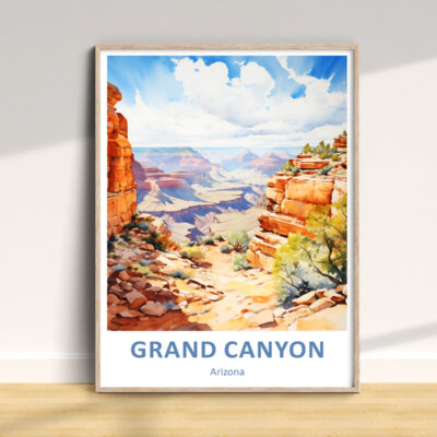 Framed painting of the Grand Canyon, Arizona.
