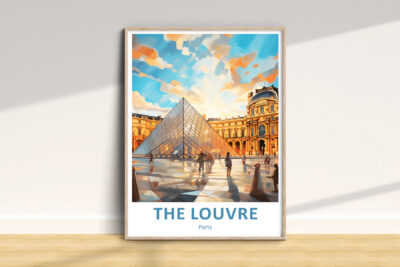 The Louvre Museum with glass pyramid, Paris artwork.