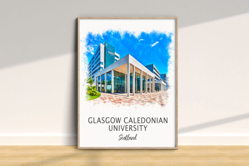 Glasgow Caledonian University campus illustration, Scotland.
