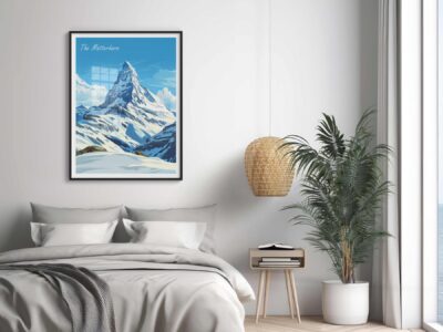 Matterhorn poster in stylish modern bedroom