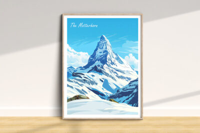 Illustration of the Matterhorn mountain in snow