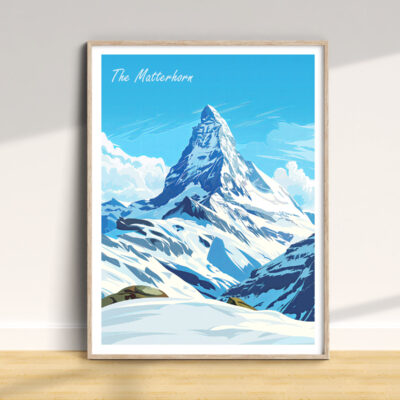 Illustration of the Matterhorn mountain in snow