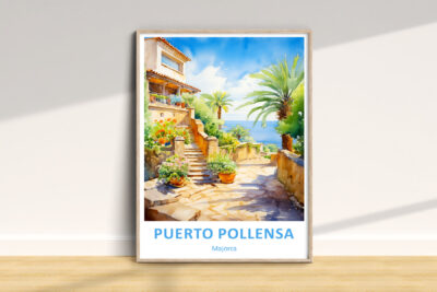 Puerto Pollensa poster, scenic Majorca view.