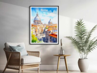Decorative Rome painting in modern living room.