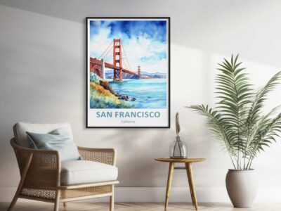 San Francisco bridge art in living room
