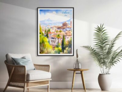 Valencia Spain artwork in modern living room decor.