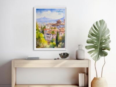 Room with Valencia Spain poster on wall