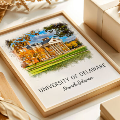 University of Delaware framed watercolor print