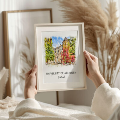 Framed art of University of Aberdeen, Scotland.