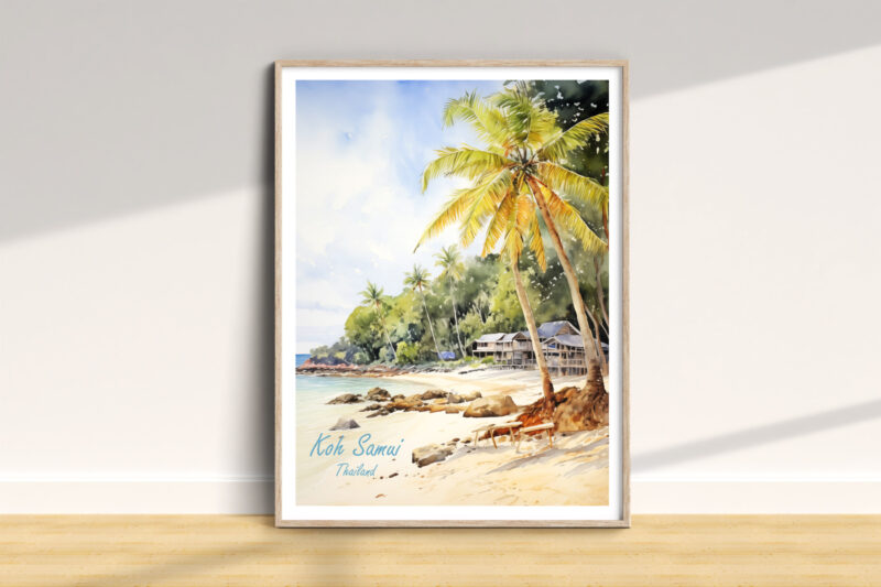 Tropical beach painting of Koh Samui, Thailand.