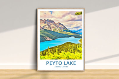 Framed photo of Peyto Lake, Alberta, Canada.