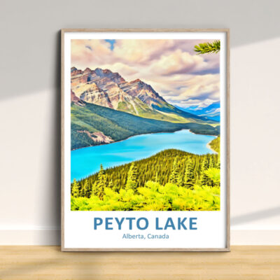 Framed photo of Peyto Lake, Alberta, Canada.