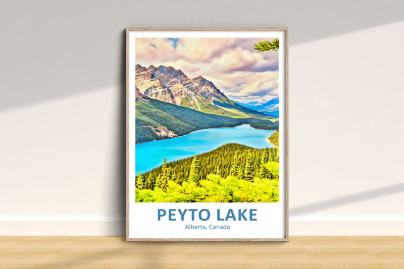 Framed photo of Peyto Lake, Alberta, Canada.