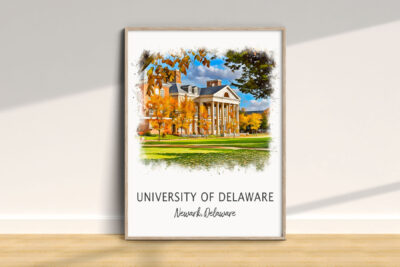 University of Delaware autumn campus illustration