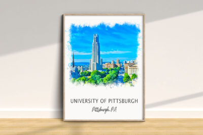 University of Pittsburgh, skyline illustration in frame