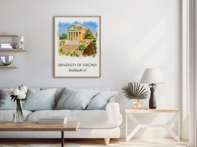 University of Virginia poster in living room