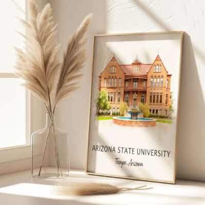 Arizona State University framed photo on windowsill.