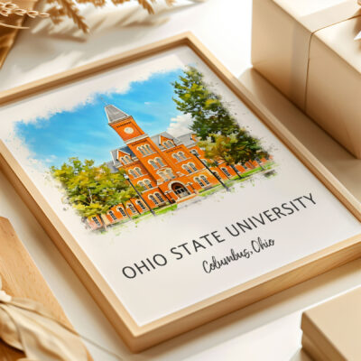 Framed Ohio State University artwork in Columbus.