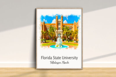Florida State University campus illustration, Tallahassee, Florida.