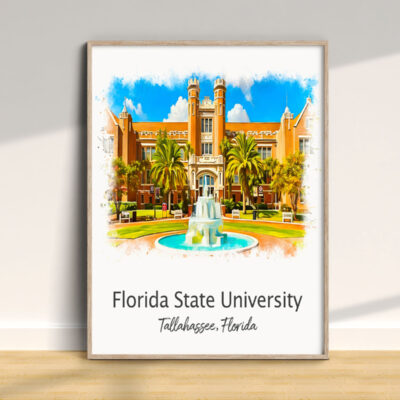 Florida State University campus illustration, Tallahassee, Florida.