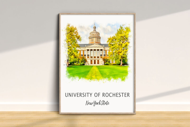 University of Rochester watercolor painting in frame